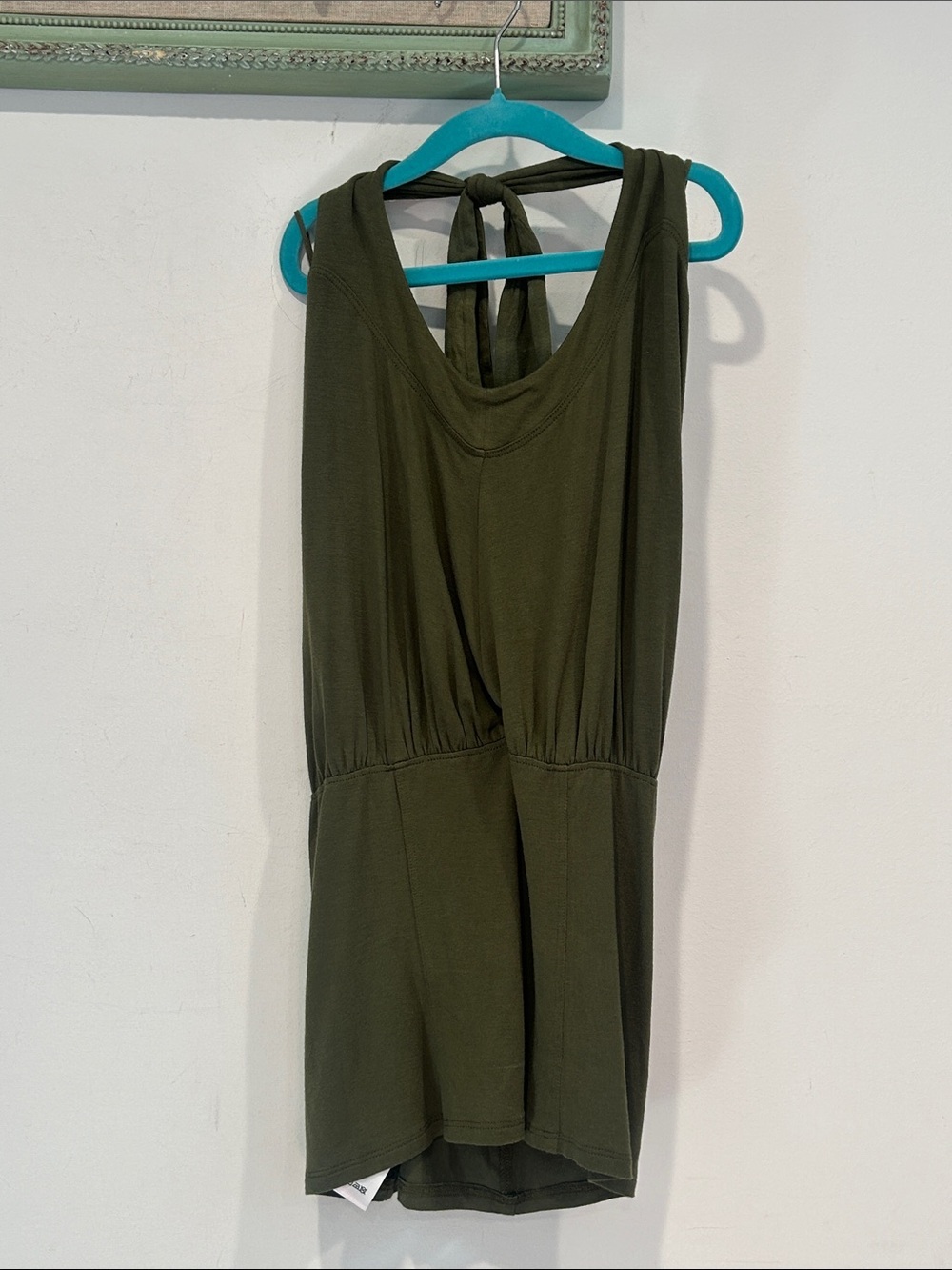 Free People Olive halter neck Green Tank Top with Tie Back medium women’s new